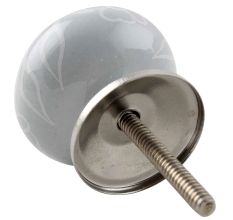Grey Leaf Floral Ceramic Dresser Knob 