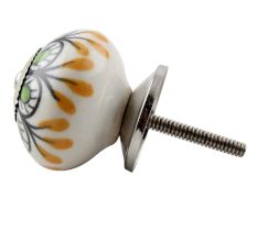 Pea Green Ceramic Floral Dresser Knob