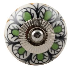 Pea Green Ceramic Floral Dresser Knob