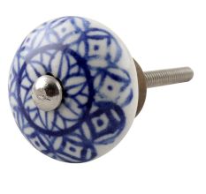 Blue Flower Ceramic Floral Cabinet Knob 