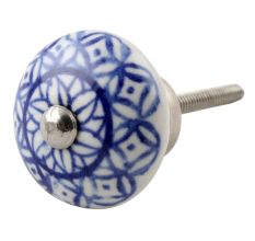 Blue Flower Ceramic Floral Cabinet Knob 