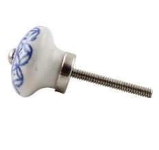 Blue Flower Ceramic Floral Cabinet Knob 