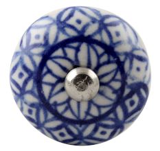Blue Flower Ceramic Floral Cabinet Knob 
