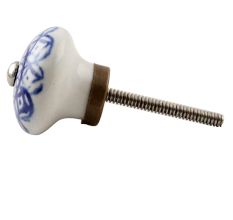 Blue Flower Ceramic Floral Cabinet Knob 