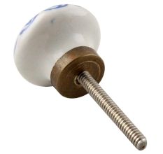 Blue Flower Ceramic Floral Cabinet Knob 