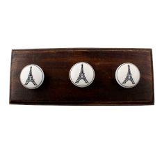 Eiffel Tower Ceramic Flat Wooden Hook