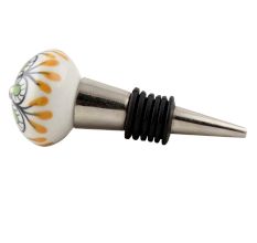 Pea Green Ceramic Floral Wine Stopper