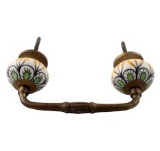 Pea Green Ceramic Floral Bridge Handle