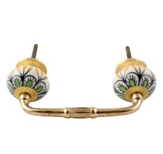 Pea Green Ceramic Floral Bridge Handle