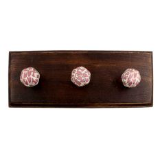 Pink Hexagon Small Ceramic Wooden Hook 