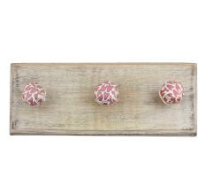 Pink Hexagon Small Ceramic Wooden Hook 