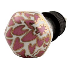 Pink Hexagon Small Ceramic Wine Stopper