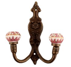 Pink Hexagon Small Ceramic Iron Hook 