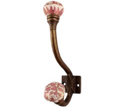 Pink Hexagon Small Ceramic Iron Hook