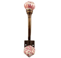 Pink Hexagon Small Ceramic Iron Hook