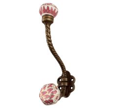 Pink Hexagon Small Ceramic Iron Hooks