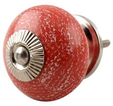 Red Ceramic Floral Drawer Knob