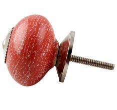 Red Ceramic Floral Drawer Knob