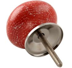 Red Ceramic Floral Drawer Knob