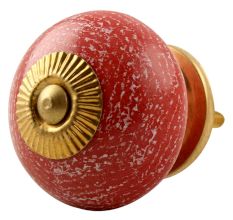 Red Ceramic Floral Drawer Knob