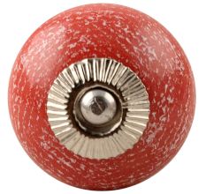 Red Ceramic Floral Drawer Knob