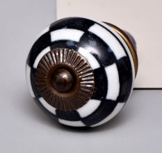 Black And White Ceramic Floral Dresser Knob