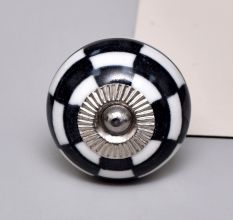 Black And White Ceramic Floral Dresser Knob