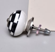 Black And White Ceramic Floral Dresser Knob