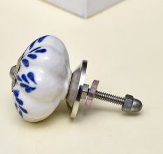 Blue Leaf Ceramic Melon Cabinet Knob Online