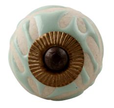 Sage Green Etched Ceramic Floral Cabinet Knob Online 