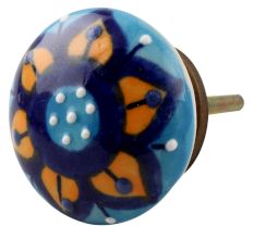 Mustard Flower Flat Ceramic Cabinet Knob