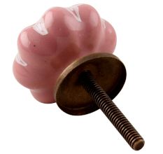 Baby Pink Flower Medium Ceramic Melon Drawer Knob