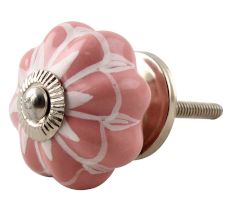 Baby Pink Flower Medium Ceramic Melon Drawer Knob
