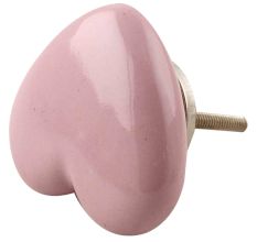Pink Heart Ceramic Cabinet Knob
