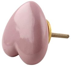 Pink Heart Ceramic Cabinet Knob