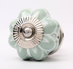 Sage Green Flower Medium Ceramic Melon Cabinet Knob