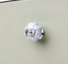 Sage Green Flower Medium Ceramic Melon Cabinet Knob