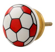 Red Football Pattern Ceramic Drawer Knob