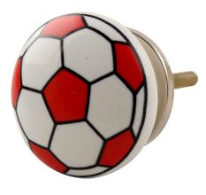 Red Football Pattern Ceramic Drawer Knob