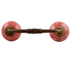 Red Ceramic Floral Bridge Handle