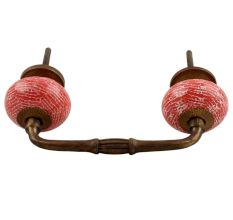 Red Ceramic Floral Bridge Handle