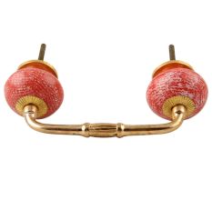 Red Ceramic Floral Bridge Handle