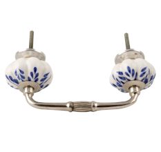 Blue Leaf Ceramic Melon Bridge Handle