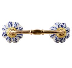 Blue Leaf Ceramic Melon Bridge Handle