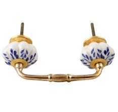 Blue Leaf Ceramic Melon Bridge Handle