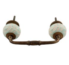 Sage Green Etched Ceramic Floral Bridge Handle