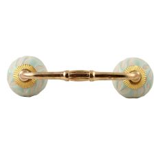 Sage Green Etched Ceramic Floral Bridge Handle