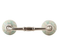 Sage Green Etched Ceramic Floral Bridge Handle