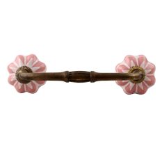 Baby Pink Flower Medium Ceramic Bridge Handle