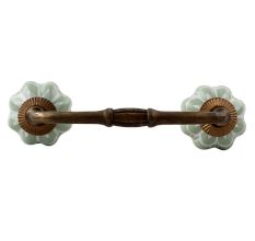 Sage Green Flower Medium Ceramic Melon Bridge Handle